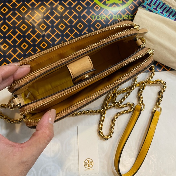 NWT! Tory Burch Embroidered Straw Double-Zip Mini Bag - Picture 3 of 7